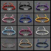 Couples Love Heart Bracelet Lovers' Handmade Braided Lucky Red Rope Adjustable Charm Bracelets & Bangles for Women Men Jewelry