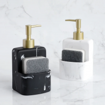 Kitchen Accessories Sink Countertop Liquid Hand Soap Dispenser Pump Bottle Caddy with Storage Compartment Holds Stores Scrubbers