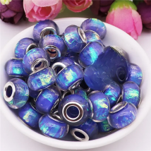 10Pcs/Lot Wholesale Glitter Big Hole DIY Spacer Beads for Jewelry Making Bead Fit Charm Bracelet Snake Chain Necklace