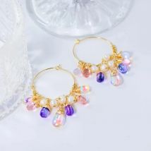 GLSEEVO 925 Sterling Silver Colorful Tassel Fresh Water Pearl Hoop Earrings Original Design Handmade Womans Luxe Jewelry GE0904