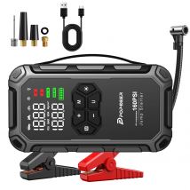 POPDEER PD-JA66 Avviatore di Emergenza 6000A con Compressore d'Aria 160PSI, per Tutti i Motori a Benzina e Diesel 8L, Display LCD, Porta USB, Luce LED
