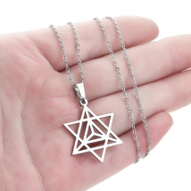 Kinitial New Fashion Stainless Steel Yoga Merkaba Star Pendant Necklace For Men  Street Hip Hop Chain Necklace Charm Jewelry
