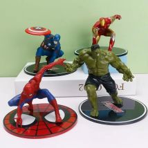 Marvel Avengers Movie Super Heros Iron Man Spiderman Captain America  Hulk Thor Action PVC model Figure cake decor Toys