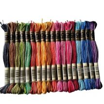 18pcs Gradient DIY Cross stich Cotton 18pcs/lot Rainbow Colorful Cross Stitch Floss Threads 8m/piece 18 Colors Royalbroderie