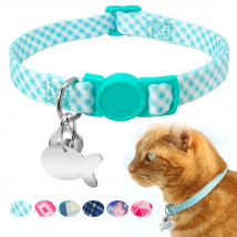 Custom Safety Cat Collar Personalized Cute Kitten Puppy Collars with Bell Name Tag Nylon Print Pet Cats Necklace Accessories