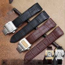 Genuine Leather Watchband for Cartier Santos 100 Watch Band Men Women Santos Glue Head Belt Folding Watch Strap 23mm