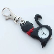 Dropshipping Fashion Colors Lovely Pet Cat Pocket Watch Keychain Watch Key Ring Clip Pendant Quartz Watches GL58K