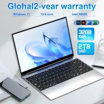 Laptop portatile da 15,6" Intel N5095 32 GB Ram DDR4 2 TB SSD Windows 11 Notebook Pc Gamer Computer da ufficio con impronta digitale retroilluminata
