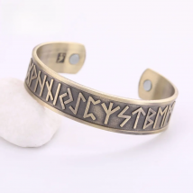LIKGREAT Vintage Nordic Rune Open Cuff Bracelet Magnetic Therapy Bangle Women Men Antique Copper Jewely Bijoux Father's Day Gift