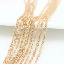(4295)2Meter width:1.5MM 2MM 24K Champagne Gold Color Brass Flat Oval Chains Necklace Chains High Quality Jewelry Accessories