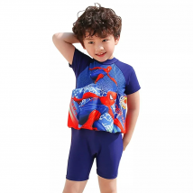 Buoyancy Swimsuit One Piece Suit 2-7 Year Children Short Sleeve Floating Swimwear Kid Cartoon Swimming Suit Bathing Suit