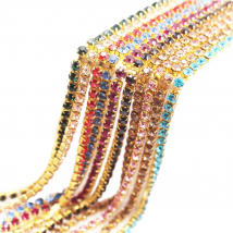 1 Yard Glitter Rhinestones Chain Gold Claw Base Shiny Crystals Strass Stones Trim Sewing Rhinestones for Garment Crafts Gems