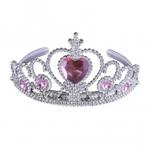 Lovely Pink Girls Plastic Hairband Rhinestone Princess Crown Headband Heart Birthday Tiara For Party Hair Accessories