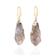 Irregular Rainbow Quartz Crystal Drop Earrings for Women Girls Natural Stone Reiki Healing Ear Jewelry