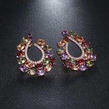 EMMAYA Brand New Multi Color Cz Stud Earring High Quality Fashion Earrings for Women Crystal Party Jewelry