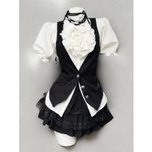 Harajuku Gothic Retro Chic Outfit Women Bubble Sleeve Shirt + Slim Vest + Short Cake Skirt New Vintage Fashion 3 Piece Suit 2025
