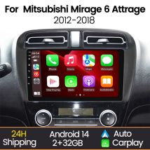 MEKEDE 9 Inch Android 14 Car Radio for Mitsubishi Mirage Attrage 2012-2019 Car Radio Multimedia GPS Navigation 2 Din Stereo