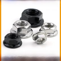 JUIDINTO 1-50pcs Hex Flange Nut M3 M4 M5 M6 M8 M10 M12 Stainless Steel/Carbon Steel Serrated Flange Lock Nut for Automobiles