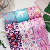 DIY Aquatic Animals Printed Grosgrain Ribbon For Craft Supplies Sewing Accessories 5 Yards, Planar Resins 10 Pieces. 59093