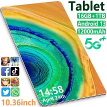 2025 Nuovo 5G Tablet da 10.36 pollici Android 16GB di RAM 1TB ROM 12000mAh Android 13.0 Bluetooth MTK6797 10 Core WiFi Rete GPS Dual SIM