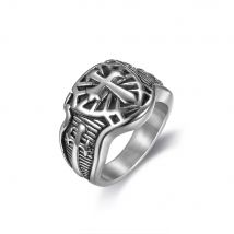 Free Shipping  Punk 316L Stainless Steel Armor Shield Knight Templar Crusade Cross Sword Ring Medieval Signet Men's Rings