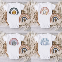 Rainbow Baby Print Newborn Clothes Baby Summer Rompers Infant Body Short Sleeve Baby Toddler Jumpsuit Baby Boy Girl Shower Gifts