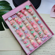 Lovely 20Pcs/Lot Children's Cartoon Rings Opening Jelly Color Finger Ring Kid Baby Girl Boy Resin Jewelry Charm Gift