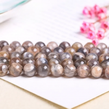 Natural Black Sunstone Moonstone Beads Round Loose Spacer Gems Charm Bead For Jewelry Making DIY Bracelet Necklace Accessories