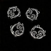 hzew 5pcs Metal Mushroom Charms Pendants Antqiue Silver Color Earrings Charms DIY Making Jewelry Gift  for women man Accessories