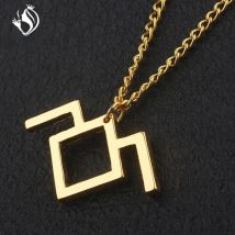 Oly2u Twin Peaks Necklace Stianless Steel Necklace For Women Long Chain Twin Peaks Necklaces Statement Choker collier femme