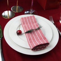Striped Cotton Linen Blended Dinner Table Cloth Napkins Placemats Tea Towels Set of 12 PCS 40x30cm For Events & Home Use