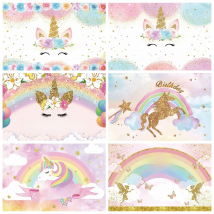 Yeele Dreamy Unicorn Glitters Flowers Newborn Girl Baby Birthday Photography Backdrop Decoration Backgrounds For Photo Studio