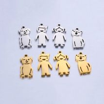 5pcs/Lot 100% Stainless Steel Boy Girl Dog Cat Child Kid Charms Family Tewelry Pendants DIY Necklace Jewelry Making Accessories