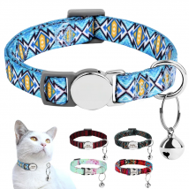 Personalized Printed Cat Collar Adjustable Kitten Puppy Collars With Free Engraved ID Nameplate Bell Anti-lost Cats Collars