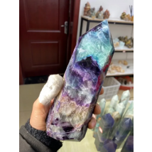 Natural Large Colored Fluorite Crystal Point Natural Crystal Wand Healing