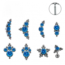 Luxury Blue Gem Stud Earrings G23 Titanium Crystal Zircon Ear Spiral Tragus Cartilage Piercing Jewelry Trendy Body Accessories