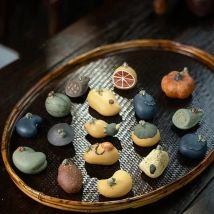 Boutique Purple Clay Tea pet Watermelon Fruit Model Sculpture Tea Figurine Ornaments Handmade Crafts Home Tea Set Decoration Art