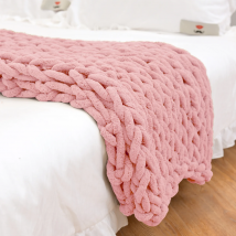 high quality Fashion Hand Chenille Knitted Wool Blanket Thick Yarn Sofa Quilt Office Wearable Comforter Winter Blankets