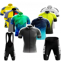 Strava Pro Cycling Jersey Set Summer Short Sleeve Breathable Men's MTB Bike Cycling Clothing Maillot Ropa Ciclismo Uniform Suit