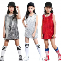 LOlanta Girls Hip Hop Sequins Dance Costume Glitter Tank Top with Socks Stage Performance Outfits 5-12 Years
