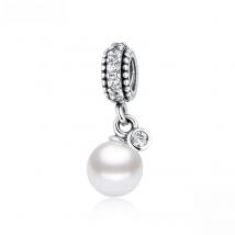 Authentic 100% 925 Sterling Silver Bead Charm Luminous Elegance White Pearl Pendant Fit Original Bracelets & Bangles DIY Jewelry