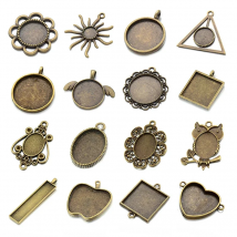 JUYA 10pcs/lot Zinc Alloy Charms Pendant Blank Cameo Cabochon Base Setting for DIY Necklace Pendant Jewelry Making Supplies
