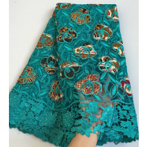 Genuine Wax embroidery African french lace tulle fabric Nigerian sewing cloth with guipure lace edge High quality 5 yards