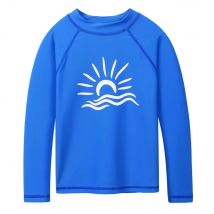 BAOHULU Royal Blue Long Sleeve Rashguard Boys Kids Swimwear Sun Shirts UPF 50+ Swimsuit Girls Swim Rash Guard Beach Wear