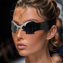 Y2K Punk Rimless One-Piece Mask Sunglasses Women Men 2025 Luxury Brand Small Frame Steampunk Wrap Around Shield Eyewear Shades