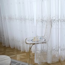 White Korean Embroidered Tulle Curtains for Living Room Blue Sheer Curtains For Bedroom Window Drapes S121&C