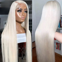 13X6 HD Transparent Platinum Ash Blonde Colored Lace Front Wig Pre Plucked 13X4 #60 White Lace Frontal Wigs For Women Human Hair