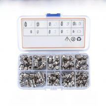 60/120Pcs Galvanized Metal Grease Nipple Fittings Kit Straight 45°/90°/180°Angle M6/M8/M10 Grease Nipple Kit With Storage Box