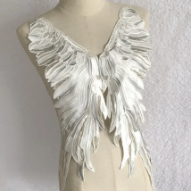 1 Pair White Embroidered Wing Patch Fabric Venice Lace Applique DIY Costume Dress Party Decoration Sewing Repair