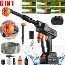 Lavadora eléctrica sin escobillas de alta presión, pistola de agua 6 en 1, lavadora de coche inalámbrica, limpieza de jardín para batería de 21V